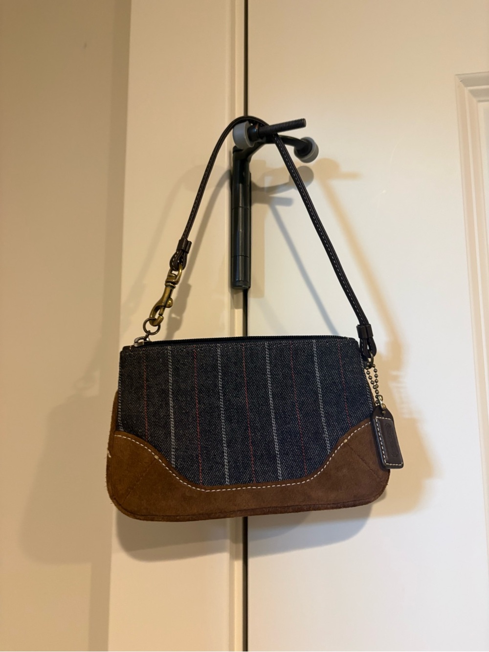 Vintage Coach Denim & Suede Wristlet Pouch